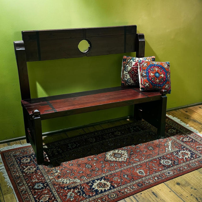 Solid Teak Wood Bench with Rosewood Inlay : Takht 3