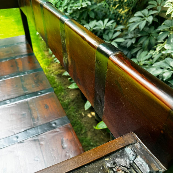 Solid Teak Wood Bench with Metal Accents : Takht 6