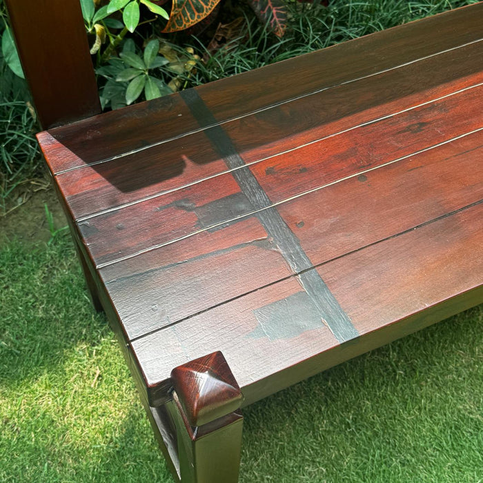 Solid Teak Wood Bench with Rosewood Inlay : Takht 3