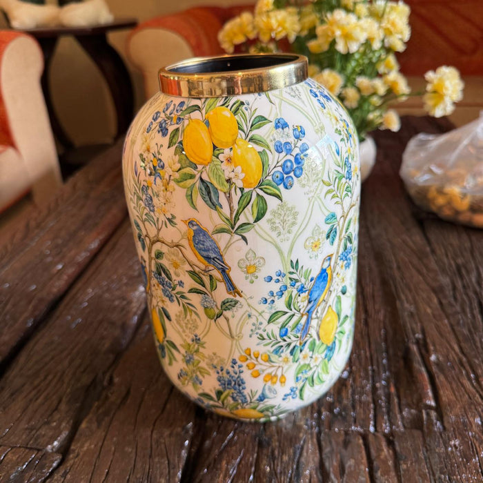 Metal Vase with Citrus Print-1