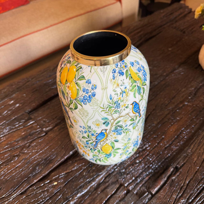 Metal Vase with Citrus Print-2