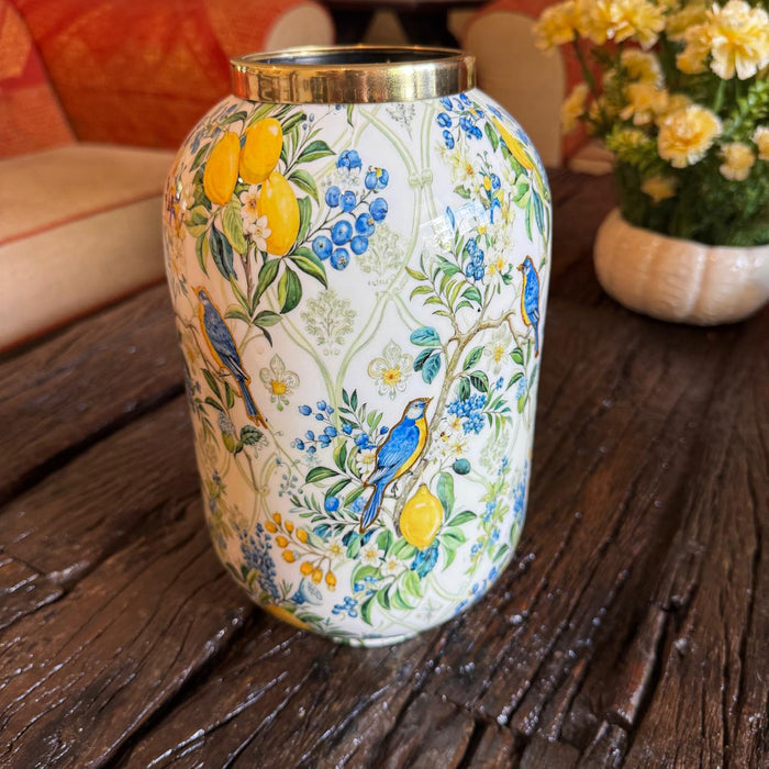 Metal Vase with Citrus Print-2