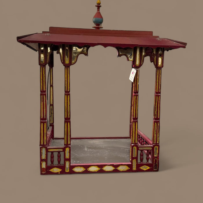 Wooden Mandir with Mirror Detailing and Inset Light  : Devalya