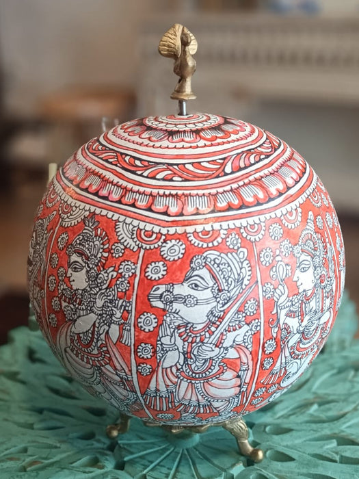 Dashavatar Hand Painted Globe ~ Red