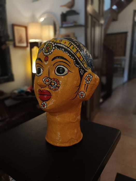 Mahila   : Kinnal Art Head ( Sold Individually) : YELLOW