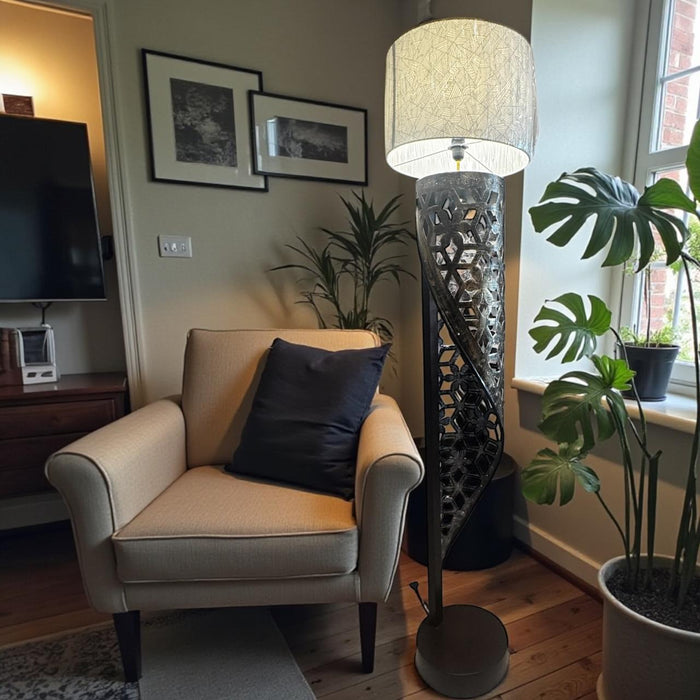Metal Jali Sculptural Lamp- Noor 3 (Shade Included )