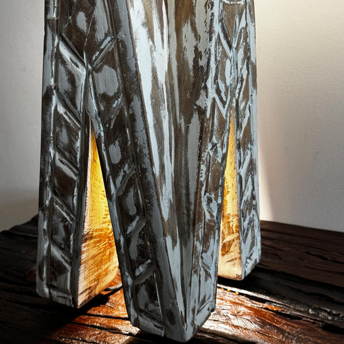 Solid Wood Lamp with Tapered Sides : Noor 4 ( Shade Included)