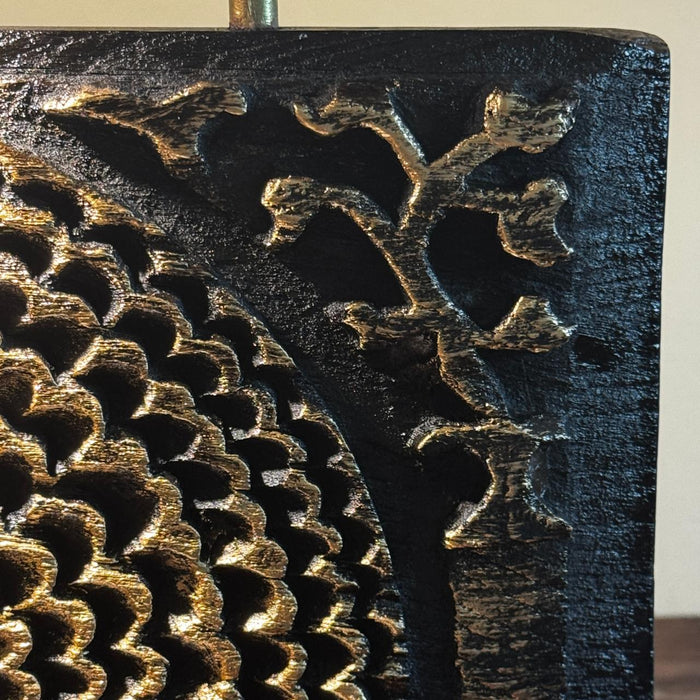 Vintage Carved Panel Lamp : Noor 8 (Shade included)