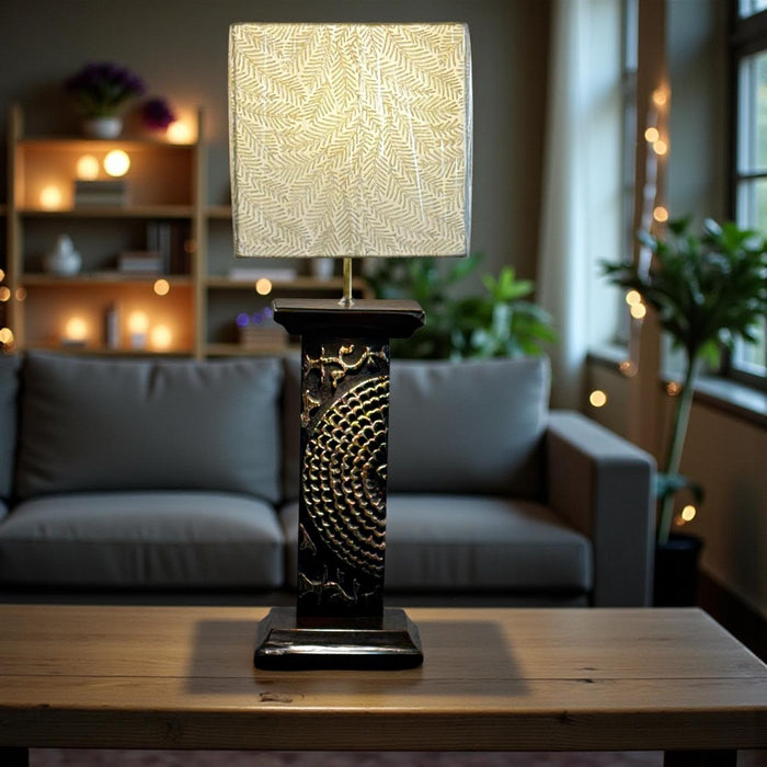 Vintage Carved Panel Lamp : Noor 13 ( Shade Included)