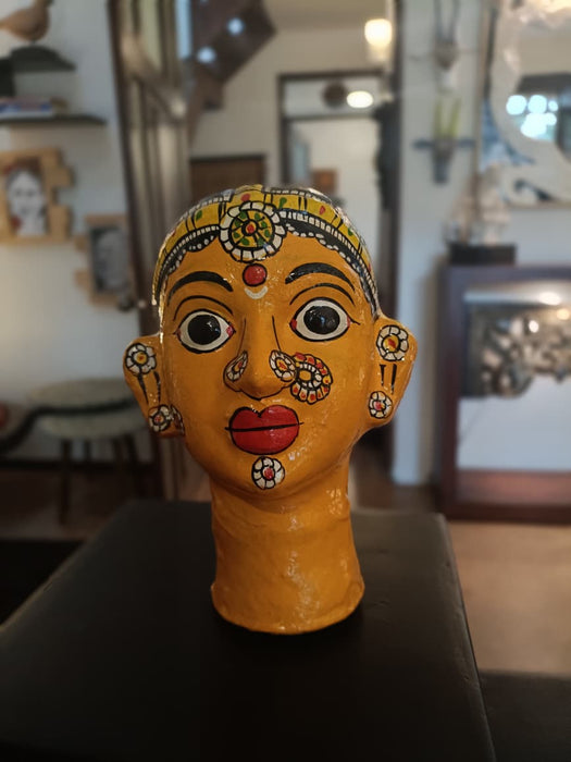 Mahila   : Kinnal Art Head ( Sold Individually) : YELLOW