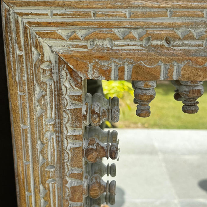 Carved Wooden Mirror : Aaina 35