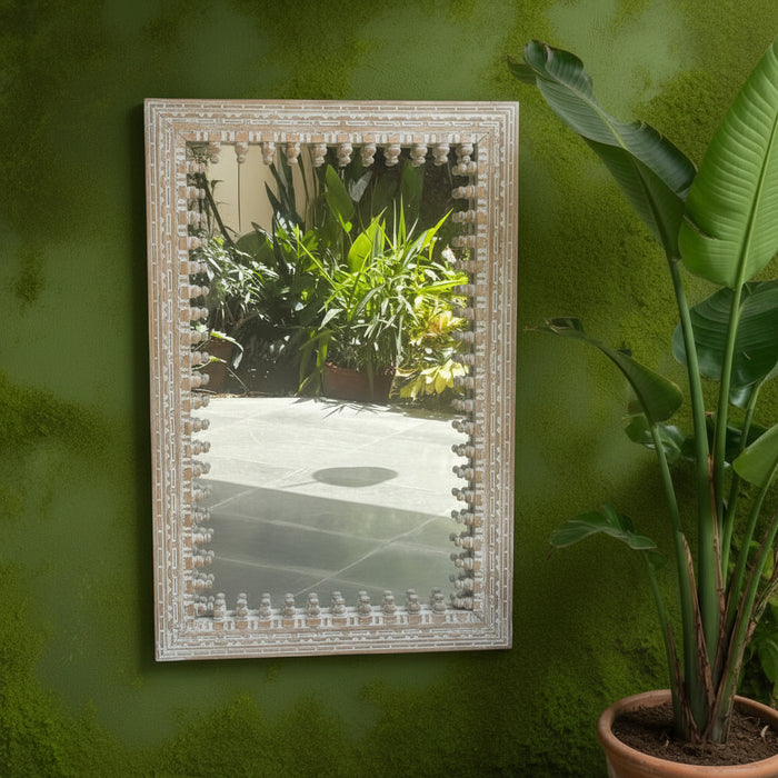 Carved Wooden Mirror : Aaina 35