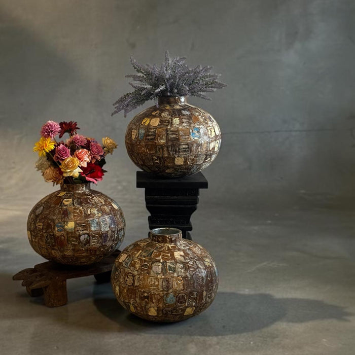 Aasira :  Wooden Matka  planter ( Sold Individually)