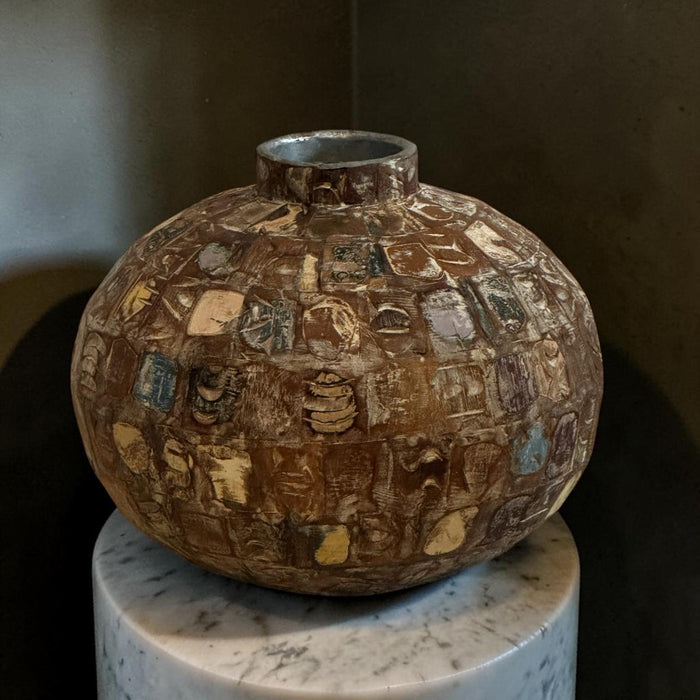 Aasira :  Wooden Matka  planter ( Sold Individually)