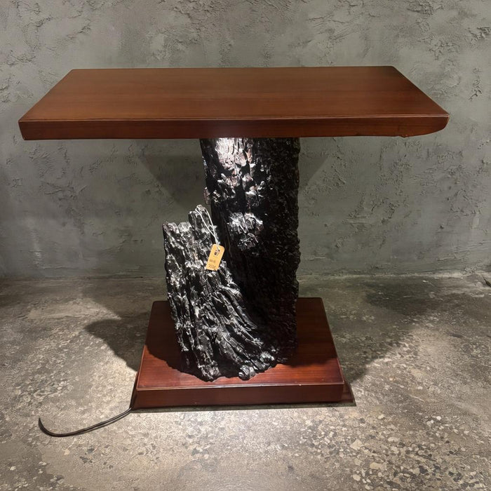 Rustic Raw wood Console with inset lighting : Kavya 36