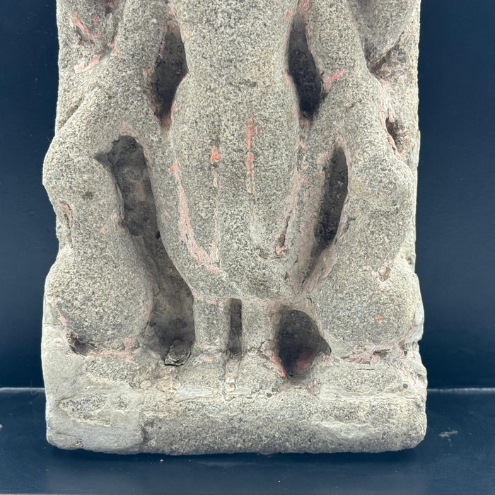 Vintage  Stone sculpture of Man ( on a Wooden Base) ; Murti 3