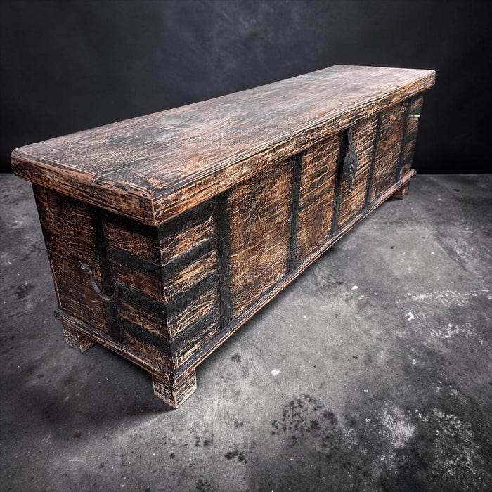 Long Wooden Chest with metal Work: Masooma 4