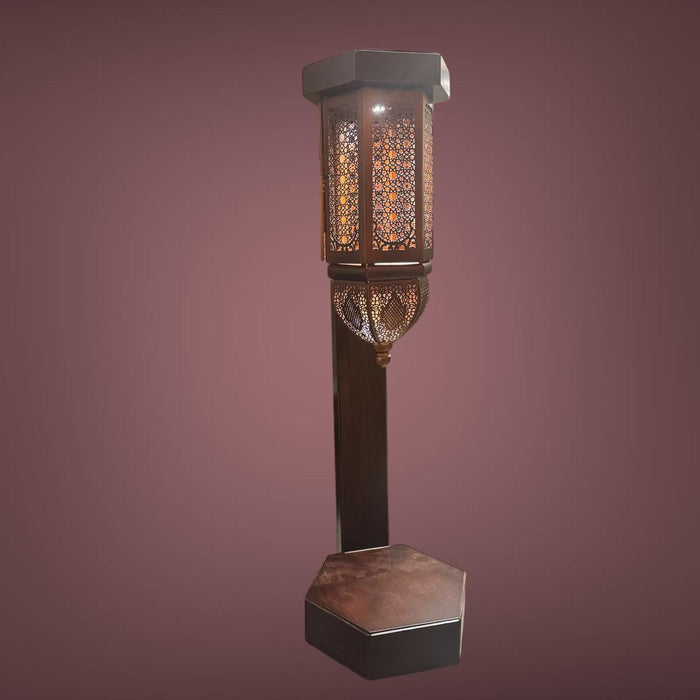 Tall Inverted Jaali  Lamp with Copper Finish  : Noor 1