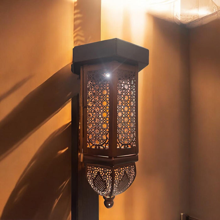 Tall Inverted Jaali  Lamp with Copper Finish  : Noor 1