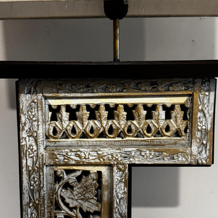 Walnut Wood Jali Lamp : Noor 22  ( Shade Included)