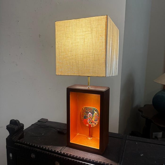 Japanese Fan Lamp with Kimono Figures : Noor 58 ( Shade Included)