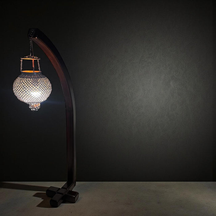 Vintage Copper Light with Carved Teak Panel : Noor 60