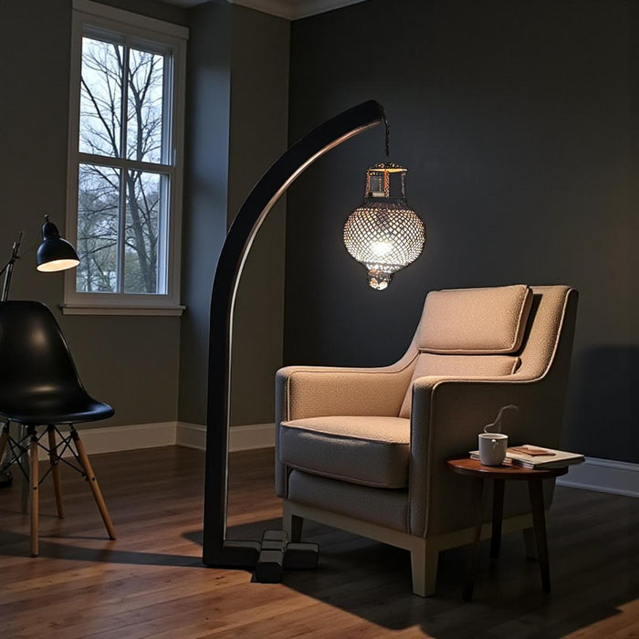 Vintage Copper Light with Carved Teak Panel : Noor 60