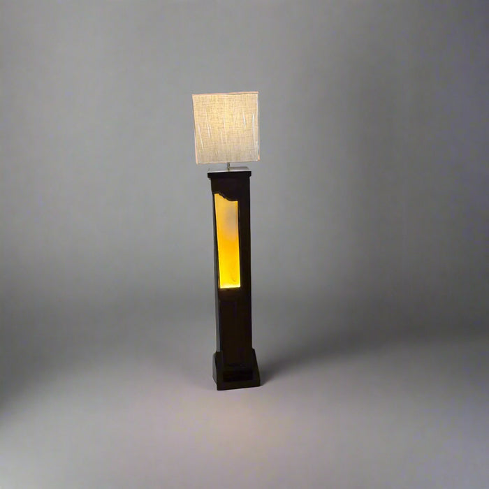 Golden Panel Wooden Floor Lamp : Noor 14 ( Shade Included)