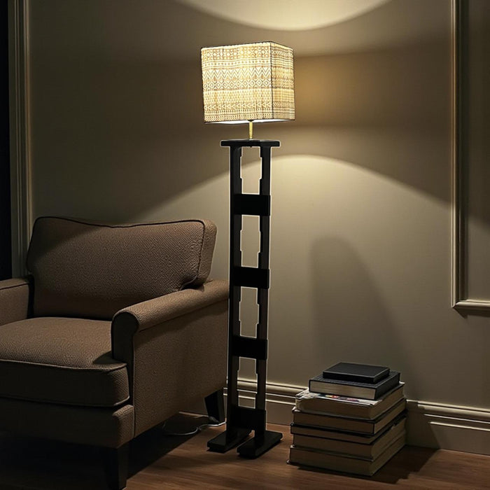 Asymmetrical Wooden Lamp : Noor 43 ( Shade Included)