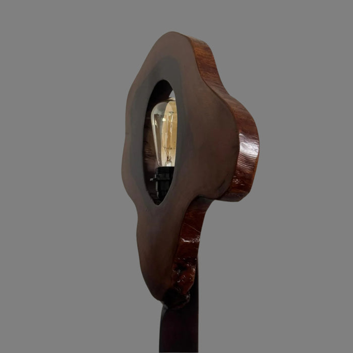 Tall Floor lamp with a fluid wooden shape : Noor 1
