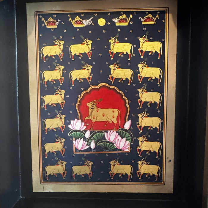 Framed Pichwai of Cows-1