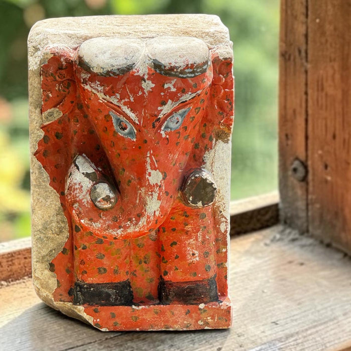 Vintage Stone Ganesha Sculpture: Pashan 14