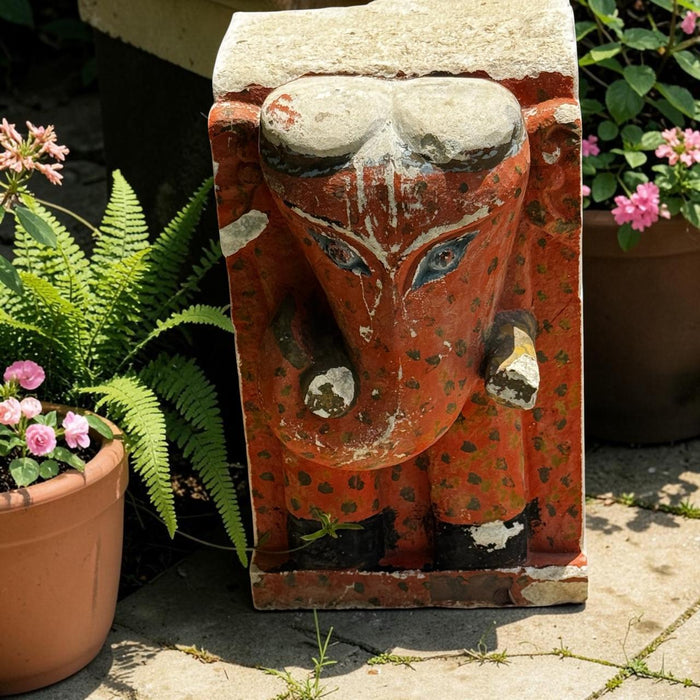 Vintage Stone Ganesha Sculpture: Pashan 16