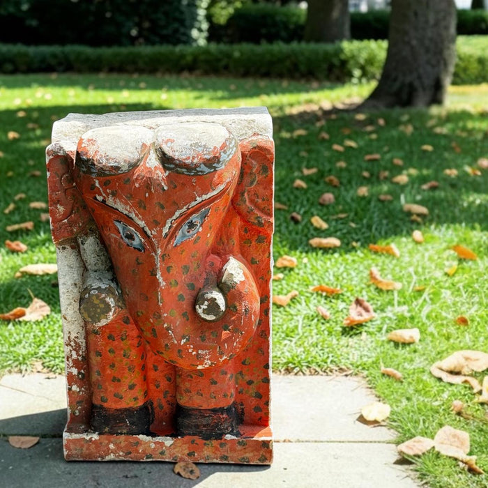 Vintage Stone Ganesha Sculpture; Pashan 17