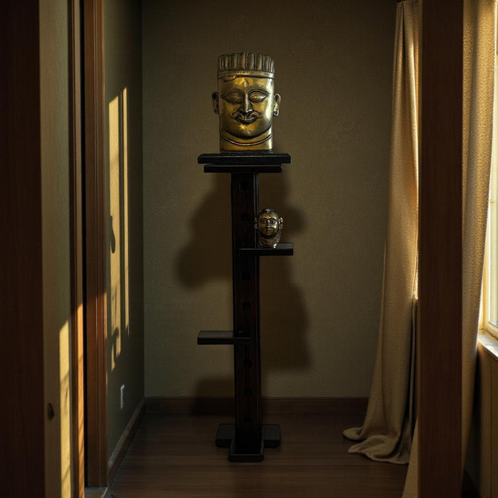 Three-Level Pedestal with Antique Teak Panel - Ruhana 4