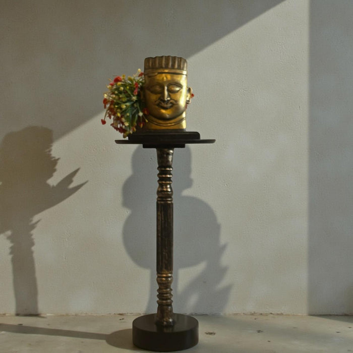 High Pedestal with Antique Pillar & Carved Top : Ruhana 8