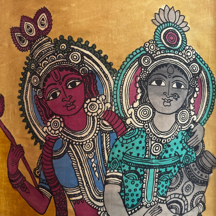 Radha–Krishna Kalamkari Painting on Cloth