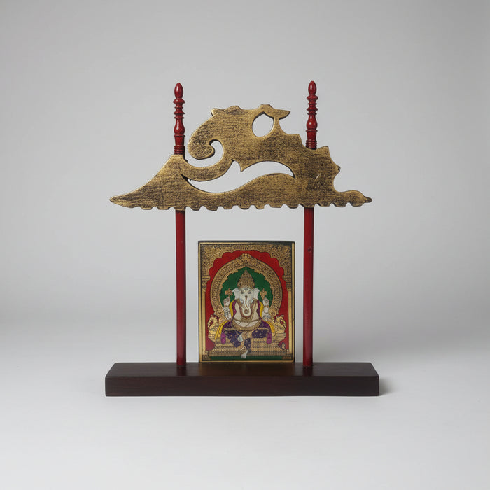 Framed Tanjore Ganesha with Diya Ledge