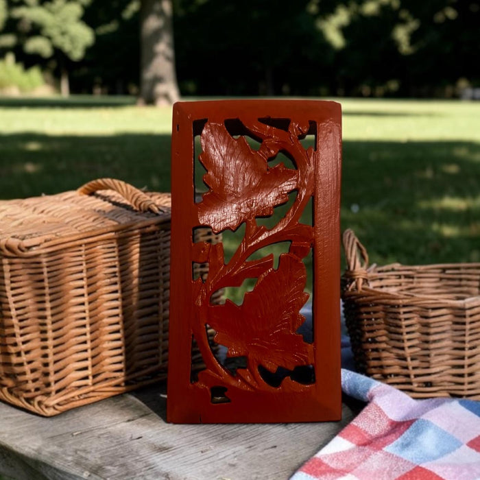 Walnut Wood Carved Panels – Set of 5