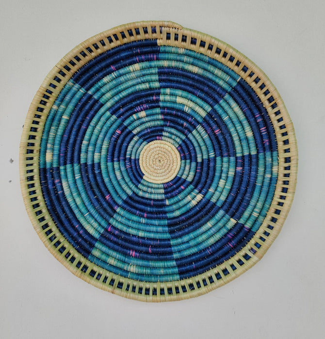 Sarayan Blue Fan Wallmount Set : Set of 4 Wall Plates - Khojcrafts