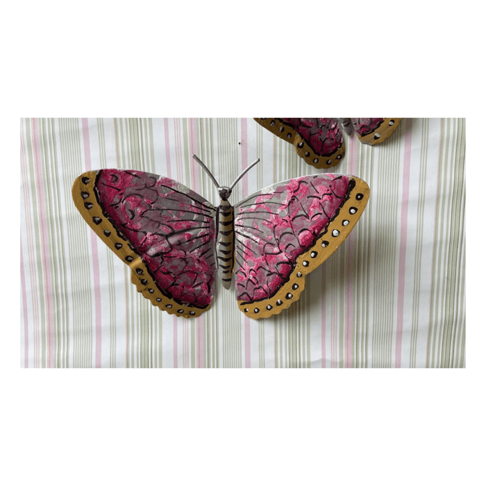 Pink Metal Butterflies ( set of 3) : L, M, S - Khojcrafts