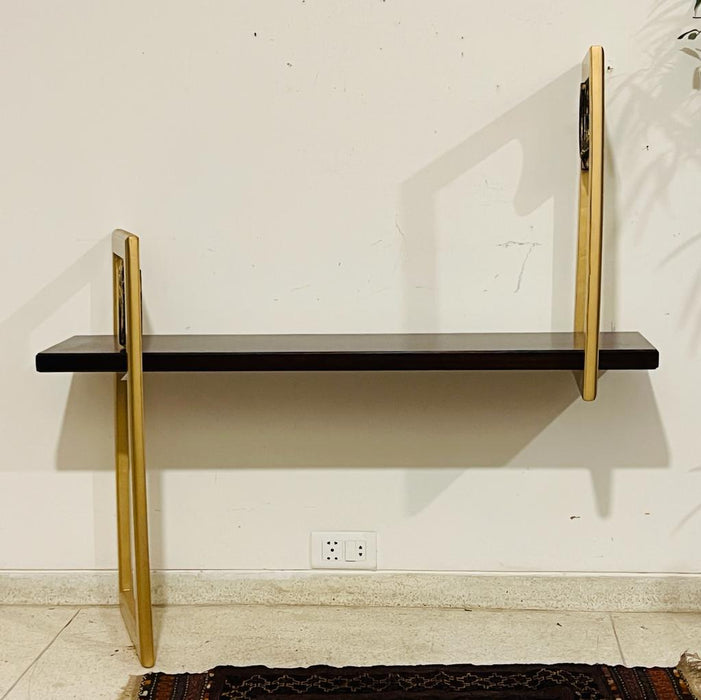 Afsa : Wall hung Gold Finish wooden console (4 feet long)