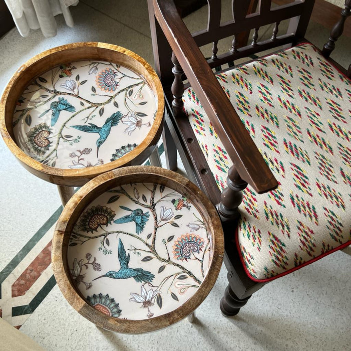 Antika 1-  Hummingbirds Design   ( Set of 2 circular tables)