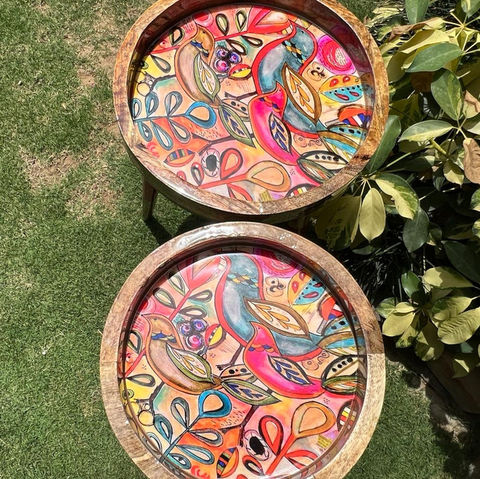 Antika 2- Summer Flowers Design ( Set of 2 Circular Tables )