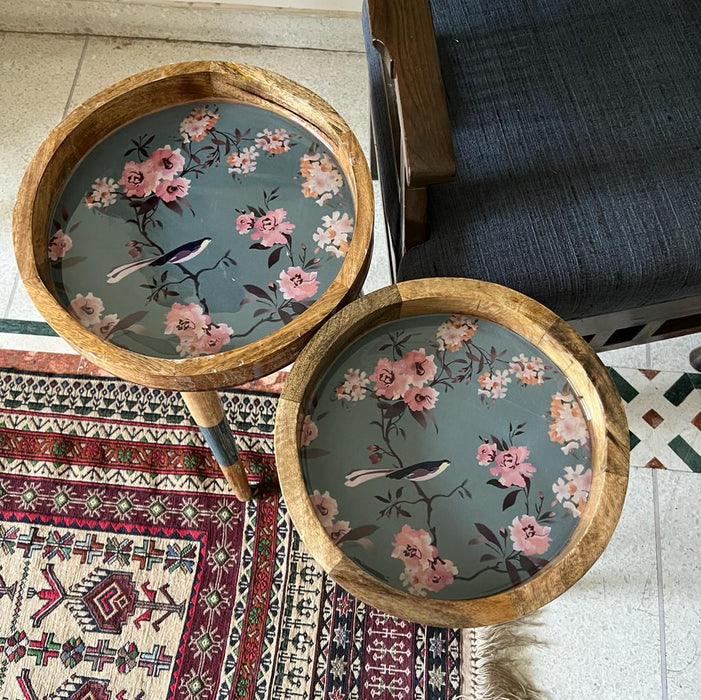 Antika 5-  Cherry Blossom Design ( Set of 2 circular tables)