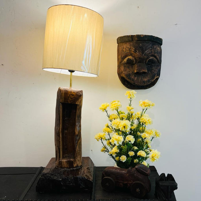 Feiyaz  :Rustic , Raw Wood  Table Lamp ( Shade Included )