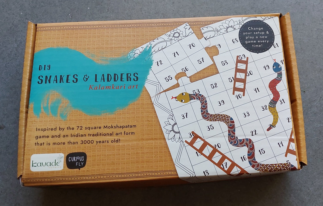 Kavaḍe - DIY Snakes & Ladders Jigsaw puzzle kit: Kalamkari art