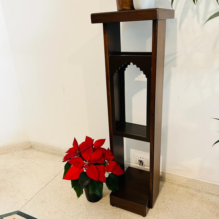 Kamraan : Wooden Pedestal with Arched Shelf ( 4.5 feet)