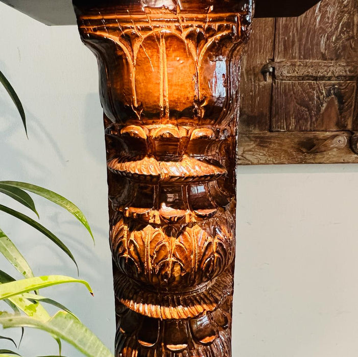 Larzish  : Tall, Carved Floor  Lamp with 2 tone finish (5 feet high )
