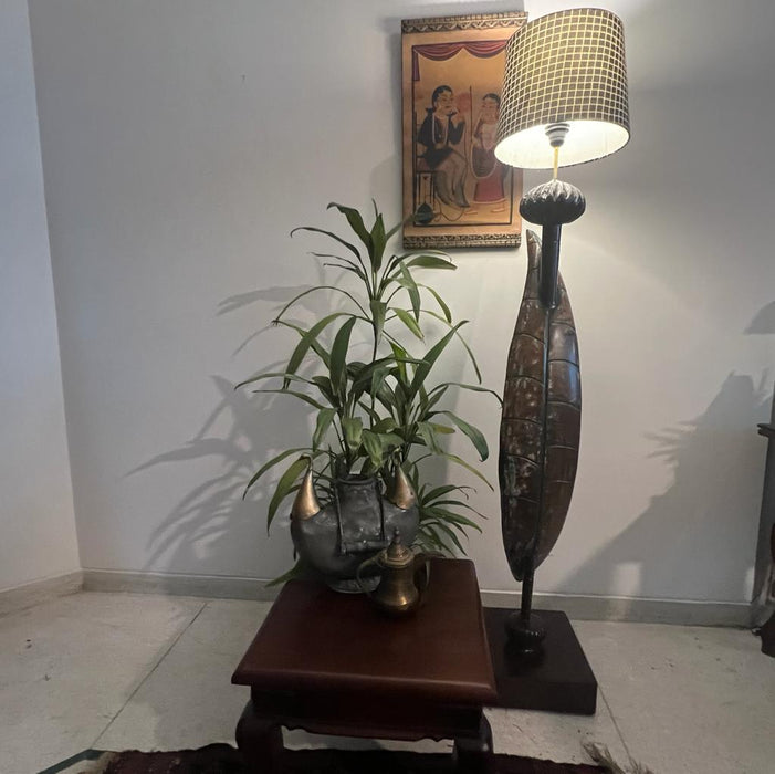 Parihan : Tall, Wooden  Floor  Lamp ( 4.5 feet in height )